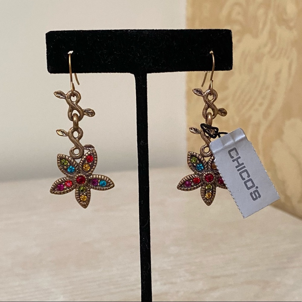 NEVER WORN. NWT Chico’s Earrings with Beautiful Stones